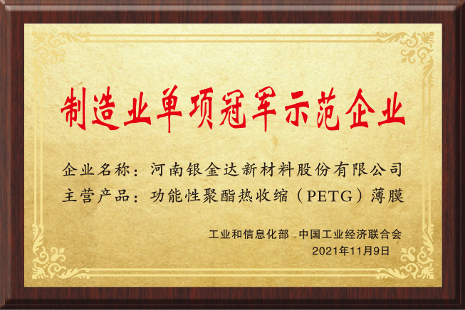 制造業單項冠軍示范企業